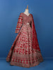 Red Floral Embroidered Semi Silk Lehenga for Bridesmaids - Diadem