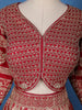 Red Floral Embroidered Semi Silk Lehenga for Bridesmaids - Diadem