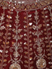 Red Floral Embroidery Bridal Net Lehenga - Diadem