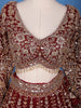 Red Floral Embroidery Bridal Net Lehenga - Diadem