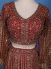Red Floral Embroidery Bridal Net Lehenga - Diadem