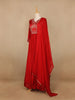 Red Floral Embroidery Semi Silk Gown - Diadem