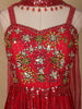 Red Floral Mirror Embroidery Georgette Jumpsuit - Diadem
