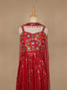 Red Floral Mirror Embroidery Georgette Jumpsuit - Diadem