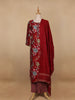 Red Floral Printed Semi Silk Salwar Suit - Diadem