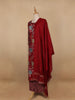 Red Floral Printed Semi Silk Salwar Suit - Diadem