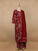 Red Floral Printed Semi Silk Salwar Suit - Diadem