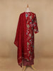 Red Floral Printed Semi Silk Salwar Suit - Diadem