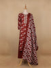 Red Floral Prints Cotton Straight Cut Salwar Suit - Diadem