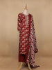 Red Floral Prints Cotton Straight Cut Salwar Suit - Diadem