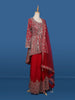 Red Mirror Embroidered Georgette Palazzo Salwar Suit - Diadem