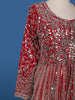 Red Mirror Embroidered Georgette Palazzo Salwar Suit - Diadem