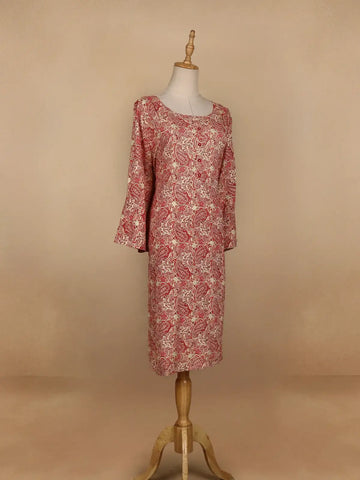 Red Paisley Printed Cotton Kurti - Diadem