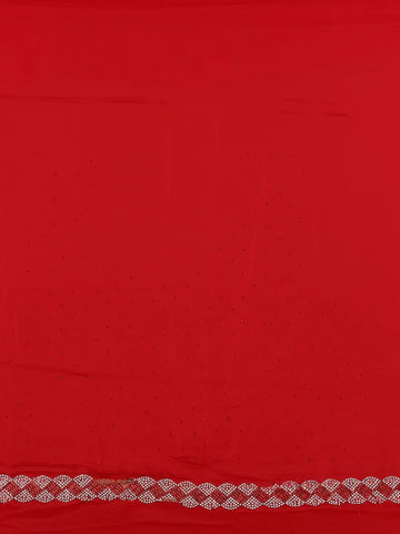 Red Satin Fancy Saree with Designed Border - Diadem