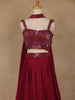 Red Sequins Embroidered Satin Lehenga - Diadem