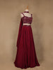 Red Sequins Embroidered Satin Lehenga - Diadem