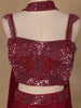 Red Sequins Embroidered Satin Lehenga - Diadem