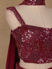 Red Sequins Embroidered Satin Lehenga - Diadem