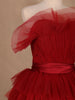 Red and Pink Ombre Tiered Ruffle Ball Gown in Tulle Net - Diadem