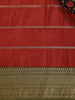 Red and Black Floral Butta Striped Design Mul Mul Cotton Saree with Zari Border