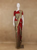 Red and Golden Beige Geometric Pattern Woven Tussar Silk Saree - Diadem