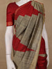 Red and Golden Beige Geometric Pattern Woven Tussar Silk Saree - Diadem
