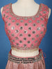 Rose Pink Floral Designed Mirror Work Silk Bridesmaid Lehenga - Diadem