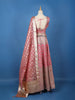 Rose Pink Floral Designed Mirror Work Silk Bridesmaid Lehenga - Diadem