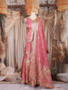 Rose Pink Floral Woven Silk Lehenga