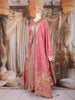 Rose Pink Floral Woven Silk Lehenga