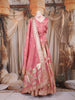 Rose Pink Floral Woven Silk Lehenga