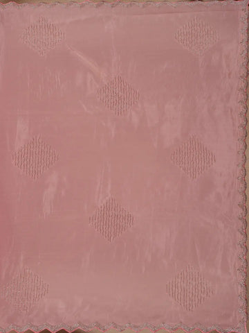 Rose Pink Floral Designed Organza Designer Saree - Diadem