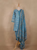 Royal Blue Floral Printed Design Cotton Salwar Suit with Mirror Work and Dupatta