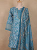 Royal Blue Floral Printed Design Cotton Salwar Suit with Mirror Work and Dupatta