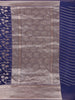 Royal Blue Floral Woven Banarasi Silk Saree With Zari Border - Diadem