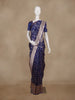 Royal Blue Floral Woven Banarasi Silk Saree With Zari Border - Diadem