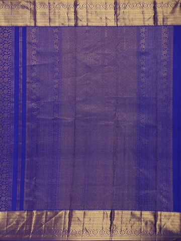 Royal Blue Floral Woven Pure Kanchipuram Silk Saree With Zari Border - Diadem