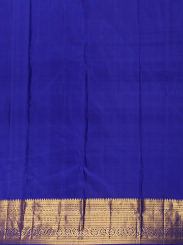 Royal Blue Floral Woven Pure Kanchipuram Silk Saree With Zari Border - Diadem