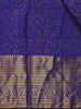 Royal Blue Floral Woven Pure Kanchipuram Silk Saree With Zari Border - Diadem