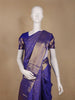 Royal Blue Floral Woven Pure Kanchipuram Silk Saree With Zari Border - Diadem