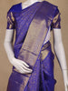 Royal Blue Floral Woven Pure Kanchipuram Silk Saree With Zari Border - Diadem