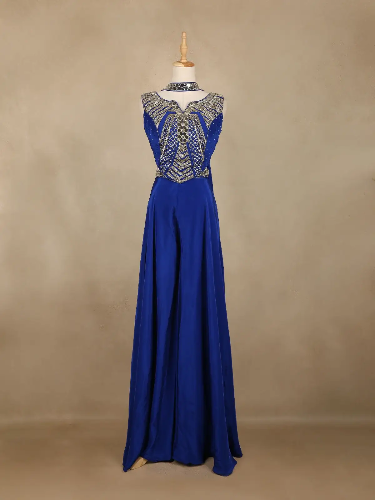 Royal Blue Indo-Western Design Satin Salwar Suit - Diadem