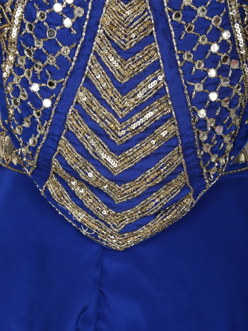Royal Blue Indo-Western Design Satin Salwar Suit - Diadem