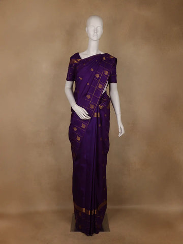 Royal Blue Peacock Motif Woven Pure Kanchipuram Silk Saree - Diadem