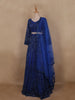 Royal Blue Sequins Embroidered Design Net Lehenga with Dupatta