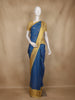 Royal Blue Small Butta Woven Design Art Silk Saree with Contrast Golden Zari Border