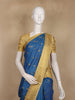 Royal Blue Small Butta Woven Design Art Silk Saree with Contrast Golden Zari Border