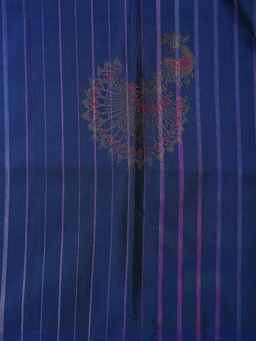Royal Blue Striped Woven Pure Kanchipuram Silk Saree - Diadem