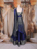 Royal Blue and Grey Sequins and Bead Embroidered Silk Lehenga Set with Net Dupatta