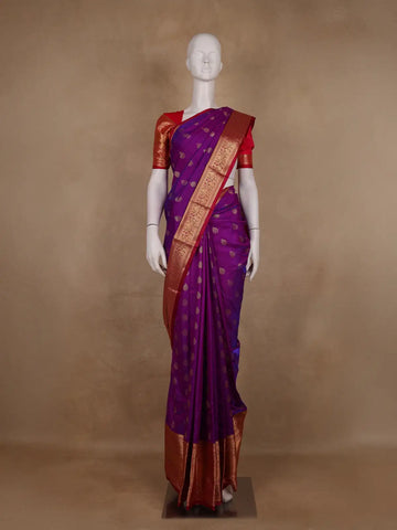 Royal Purple Paisley Design Banarasi Silk Saree - Diadem